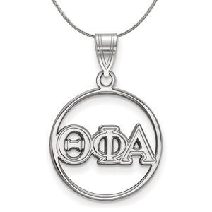 Sterling Silver Theta Phi Alpha Medium Circle Greek Necklace - 24 Inch
